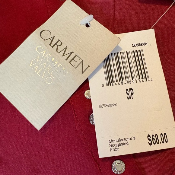 Carmen Marc Valvo Red Embellished Relaxed Blouse - Picture 4 of 7